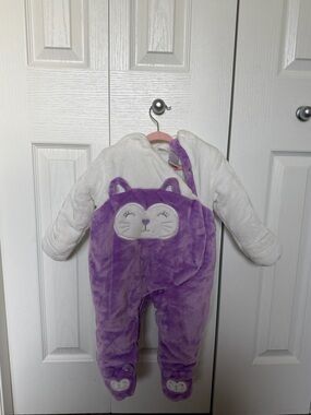 Koala Kids Purple & White Plush Animal Footie